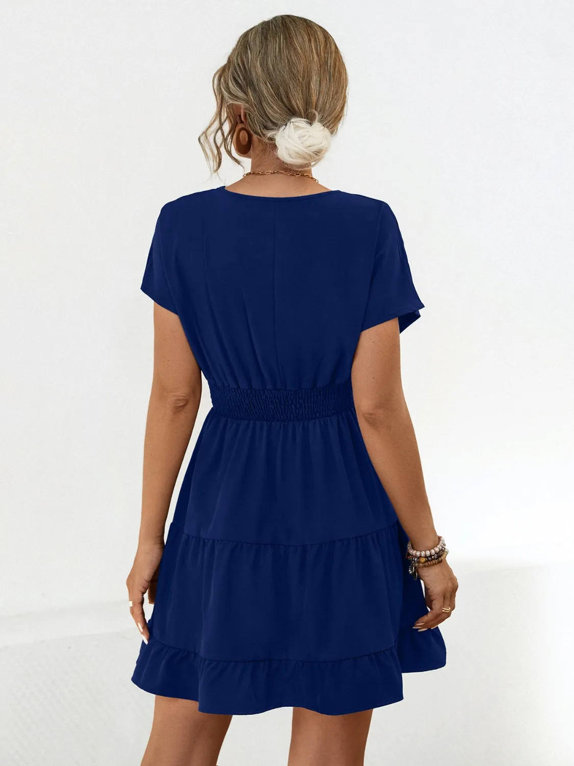 Short Sleeve Tiered Mini Dress