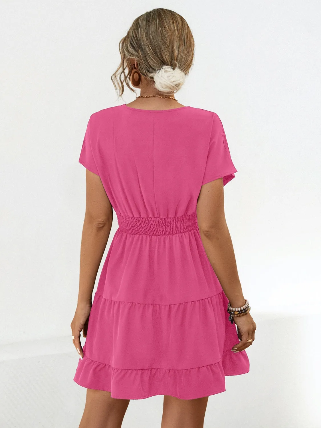 Short Sleeve Tiered Mini Dress