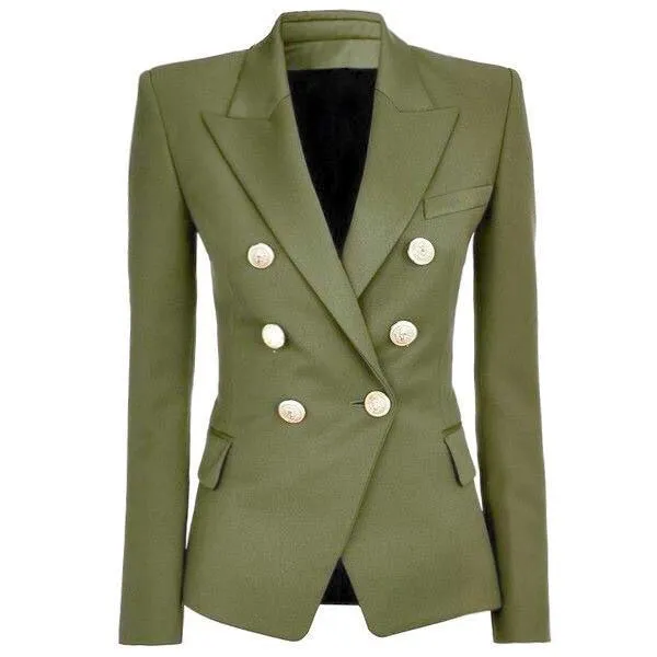 Silver Buttons Olive Blazer