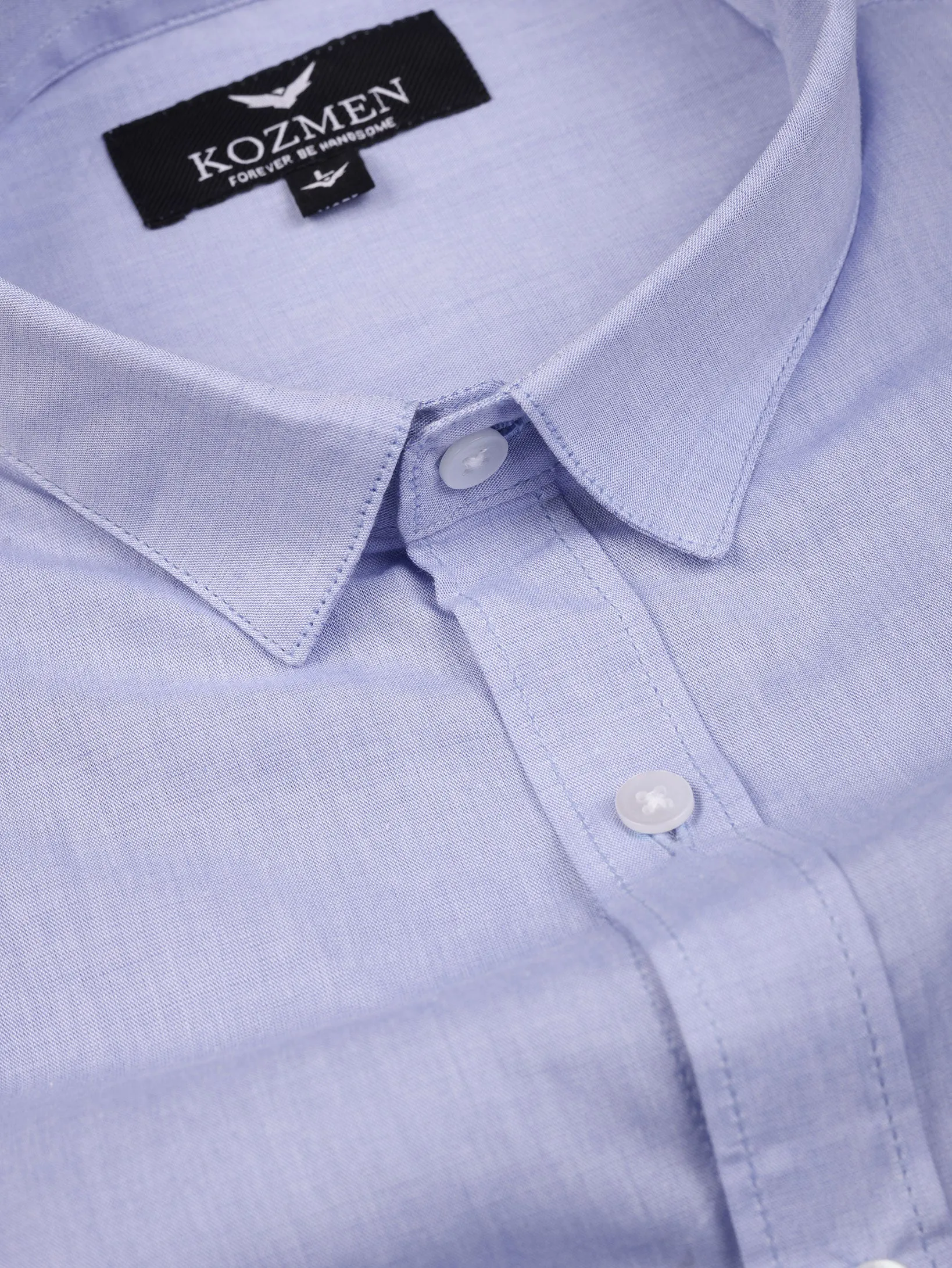 Solid Light Purple Cotton Casual Shirt