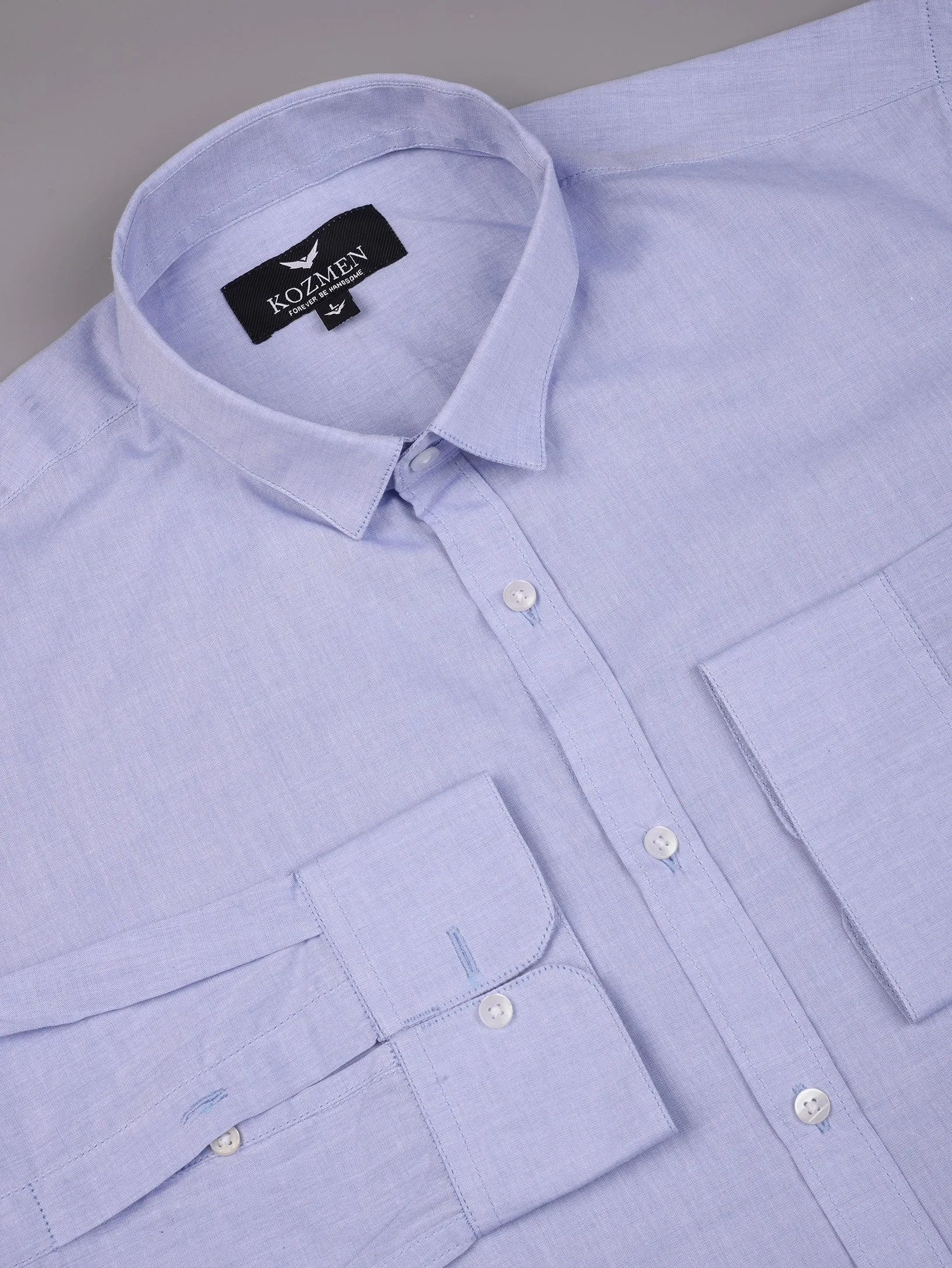 Solid Light Purple Cotton Casual Shirt