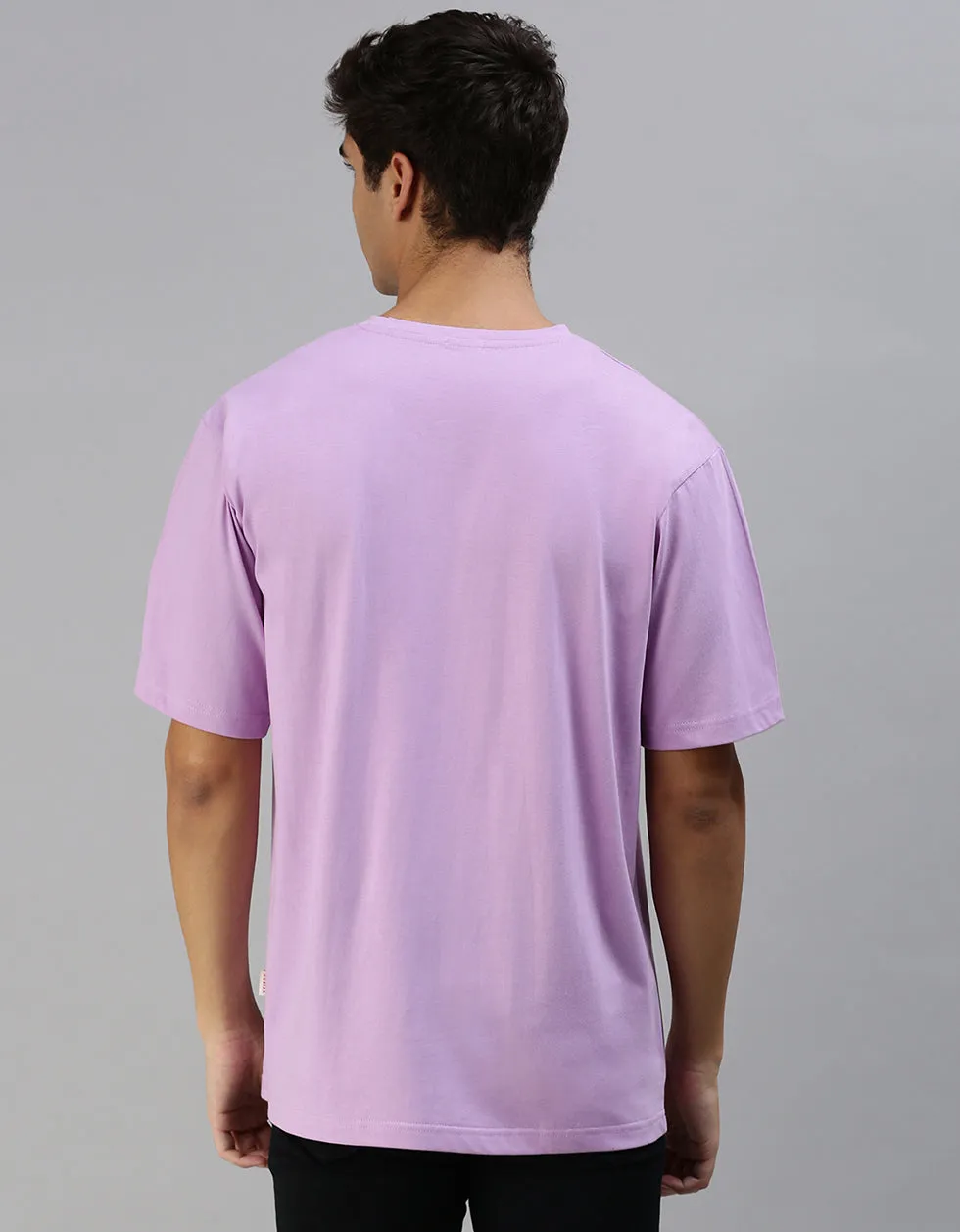 Stay Weird Lilac Oversized Pocket Graphic Printed Tshirt