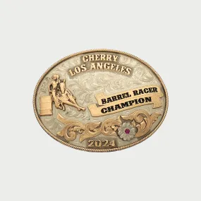 Sterling Sliver Barrel Racing Champion Buckle (Silver)