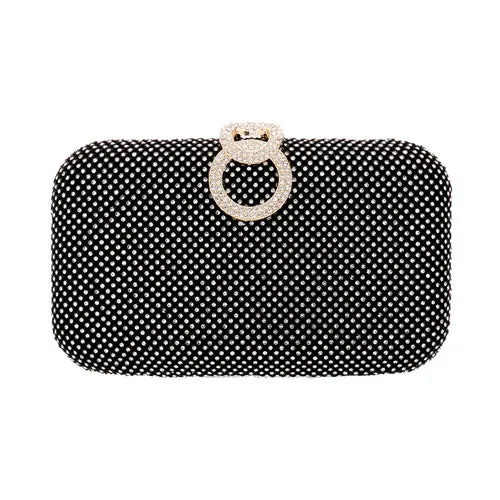 Stone Embellished Evening Clutch Crossbody Bag