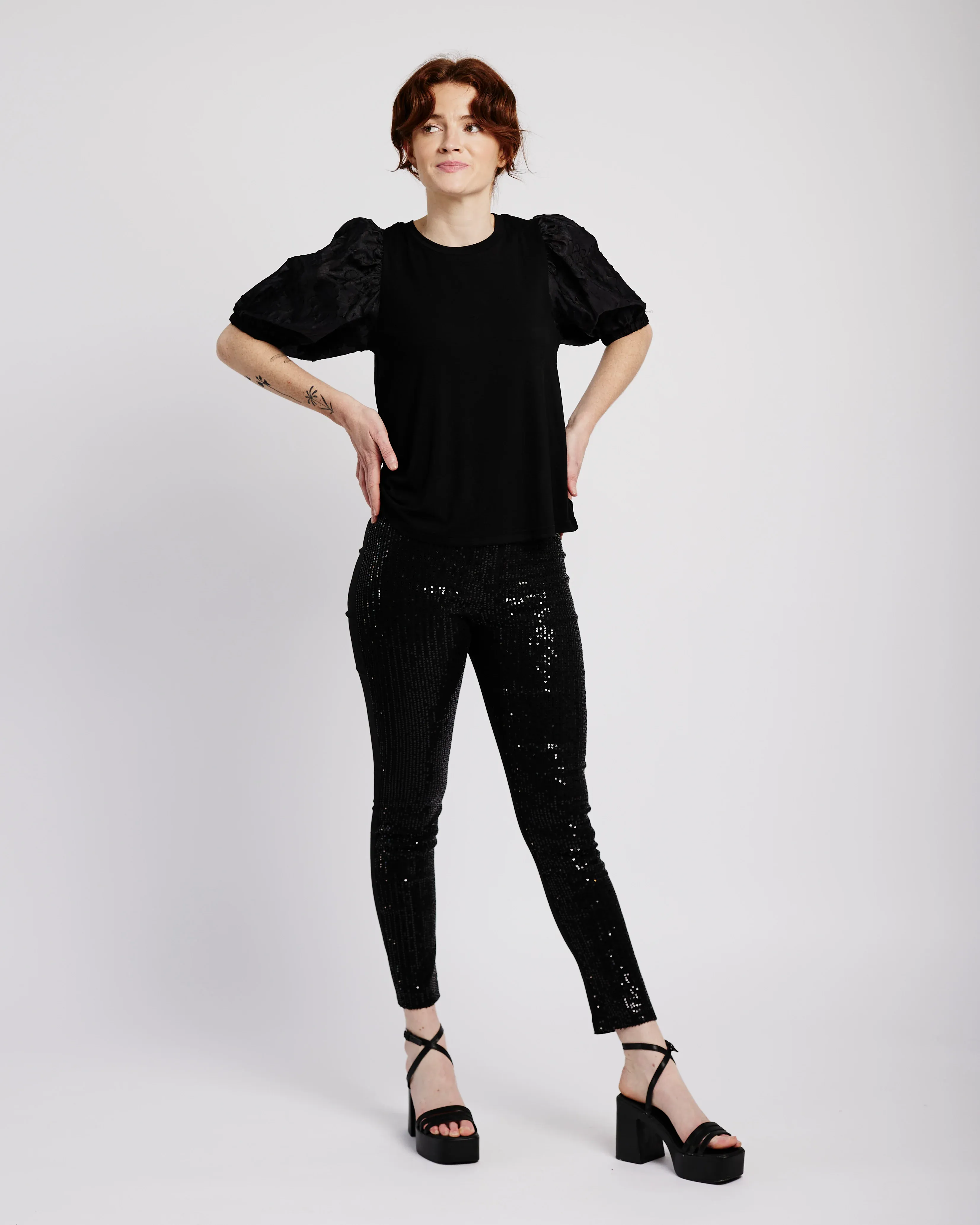 The Organza Combo Tee in Black