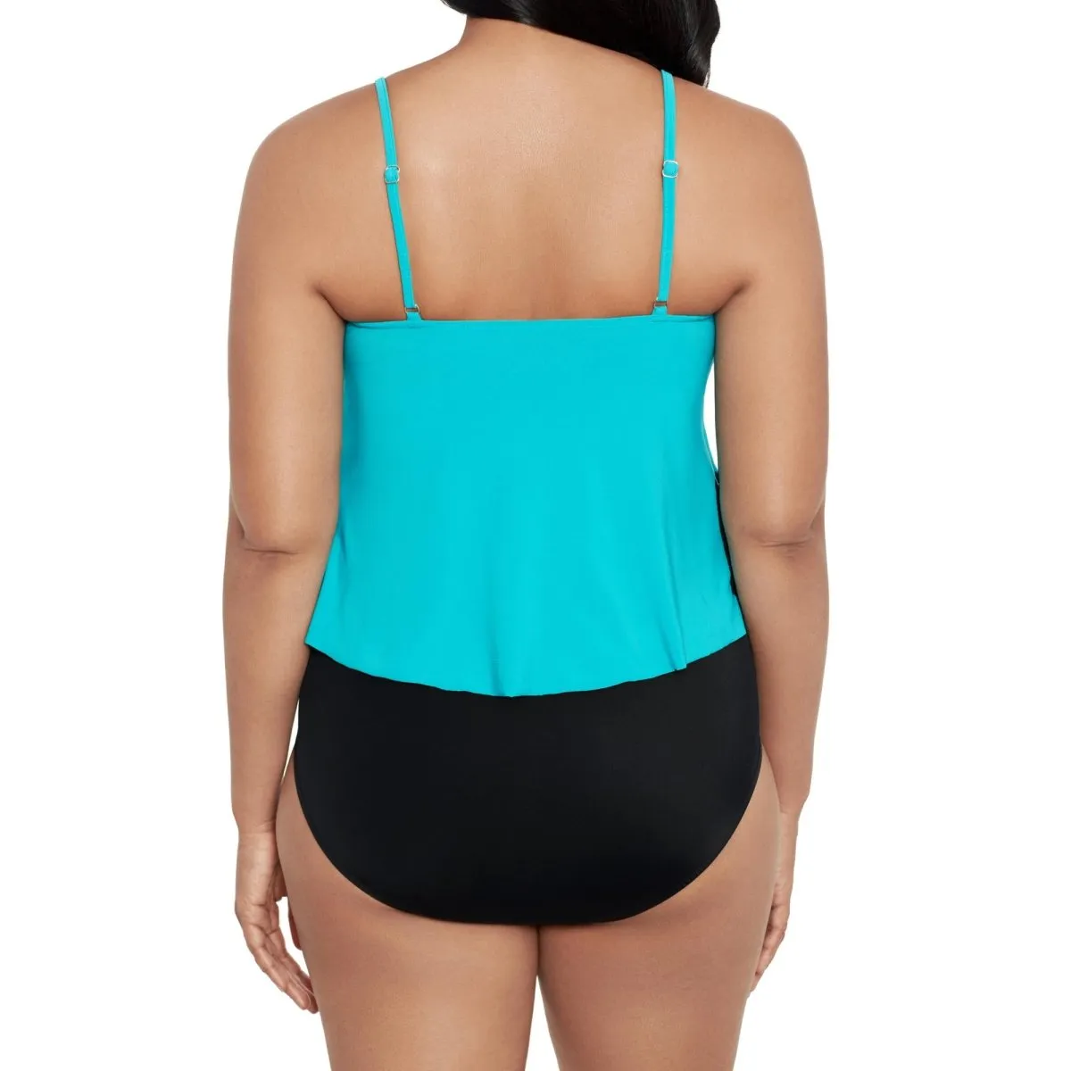 TRIMSHAPER SOLID RACHEL LAYERED TANKINI