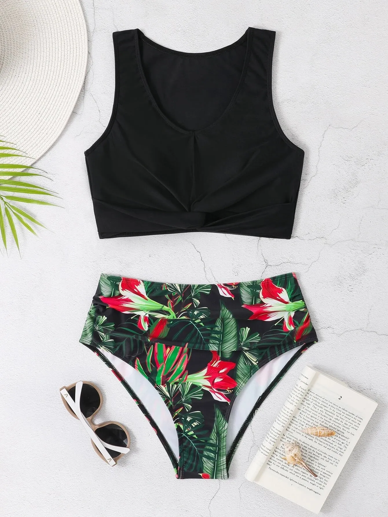 Tropical Twist High Waisted Bikini Set