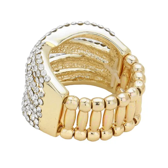 Twisted Rhinestone Stretch Ring