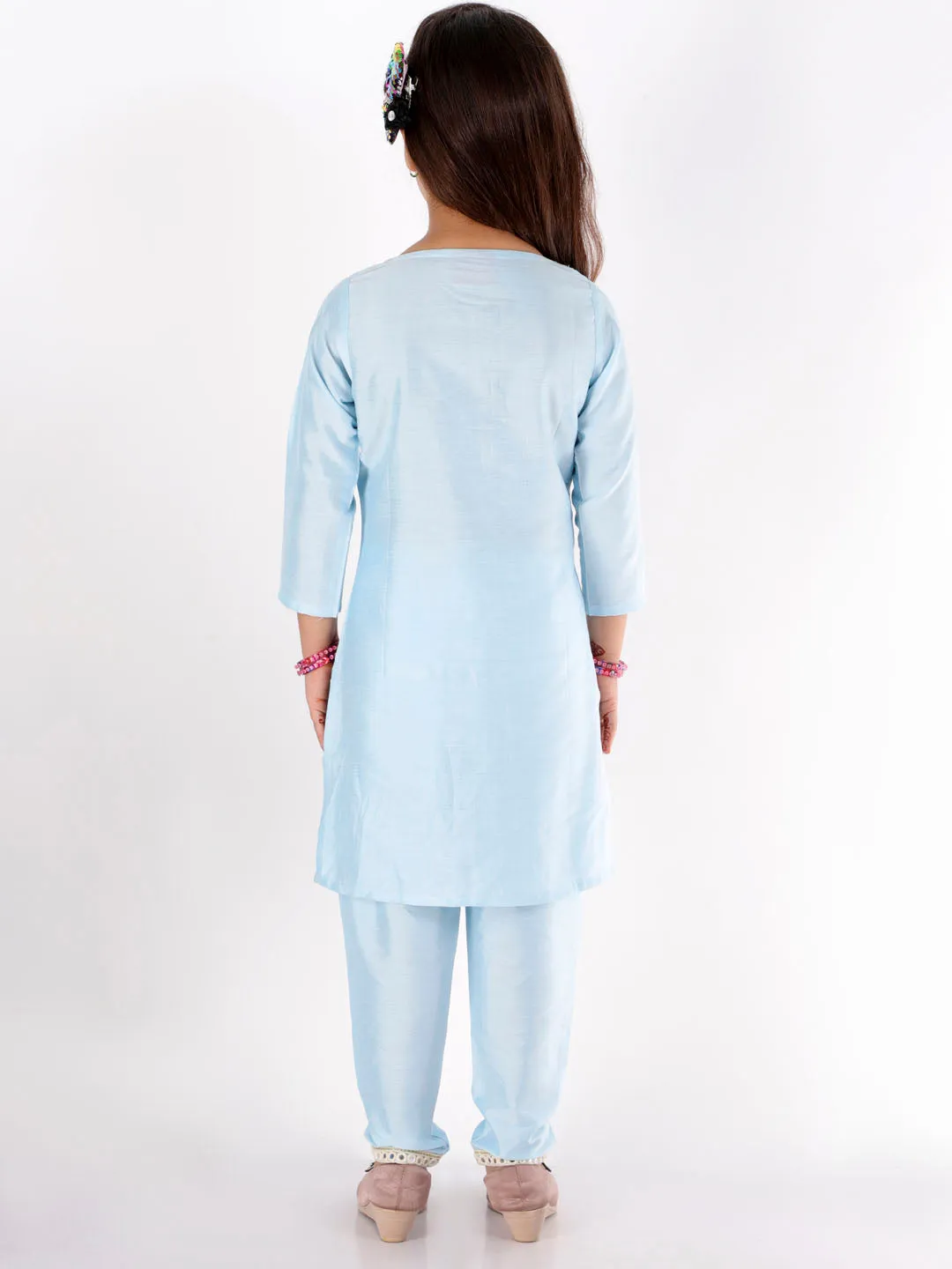 Vastramay Aqua Viscose Kurta Pyjama Siblings Set