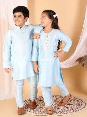 Vastramay Aqua Viscose Kurta Pyjama Siblings Set