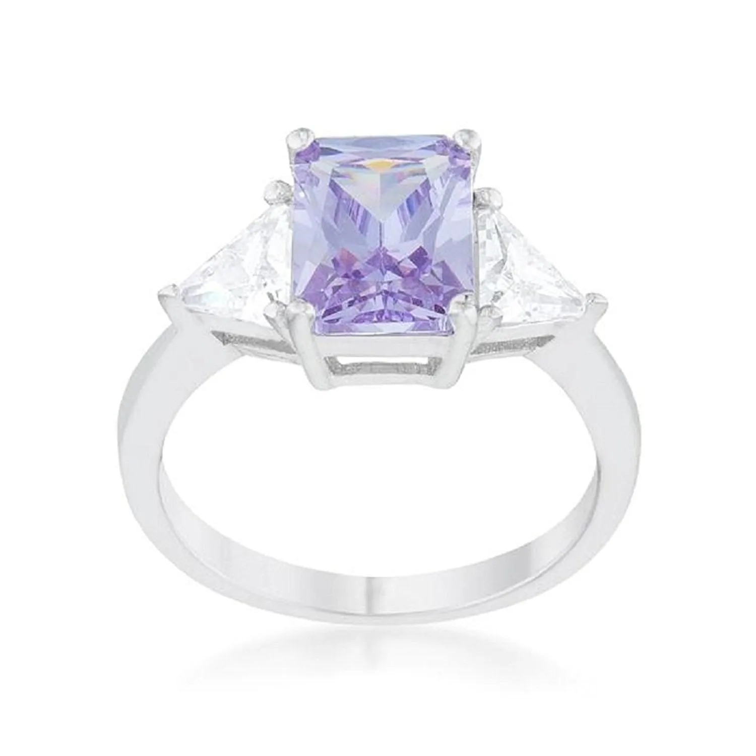 WildKlass Classic Lavender White Gold Rhodium Plated Engagement Ring