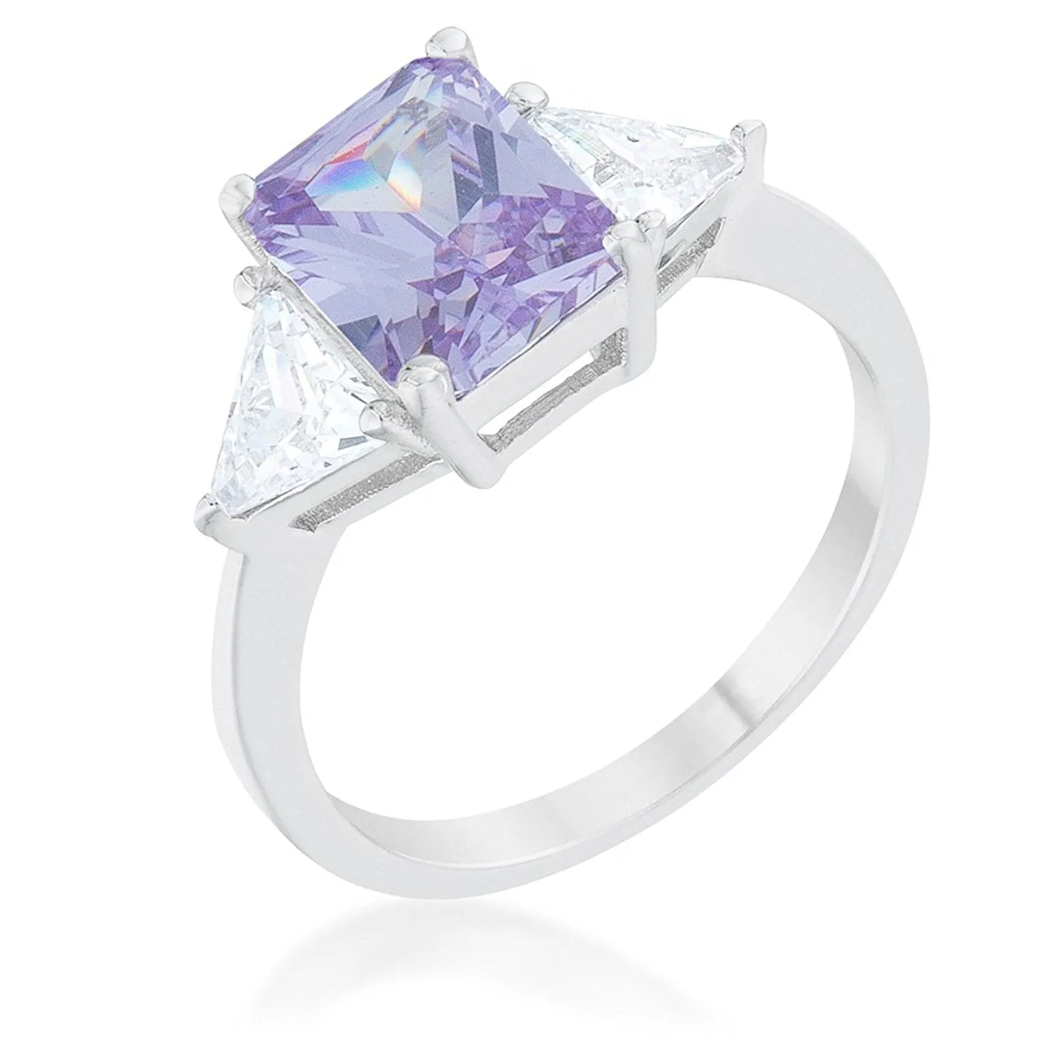 WildKlass Classic Lavender White Gold Rhodium Plated Engagement Ring