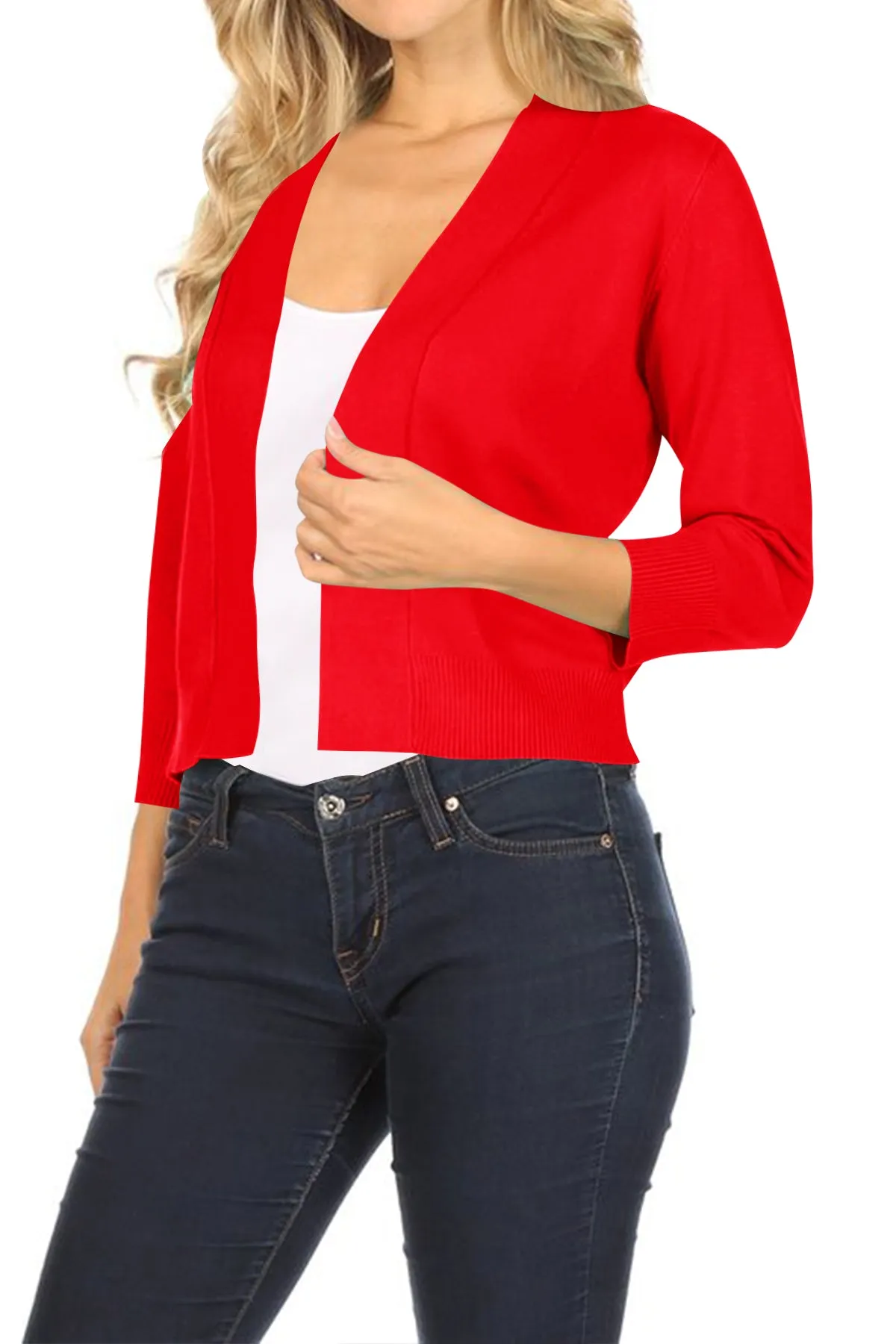 Women's Casual Open Front Office Wear Bolero Cardigan