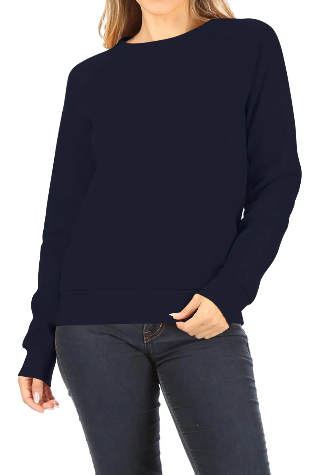 Women's Casual Pullover Fleece Long Sleeve Basic Crew Neck Solid Sweatshirt