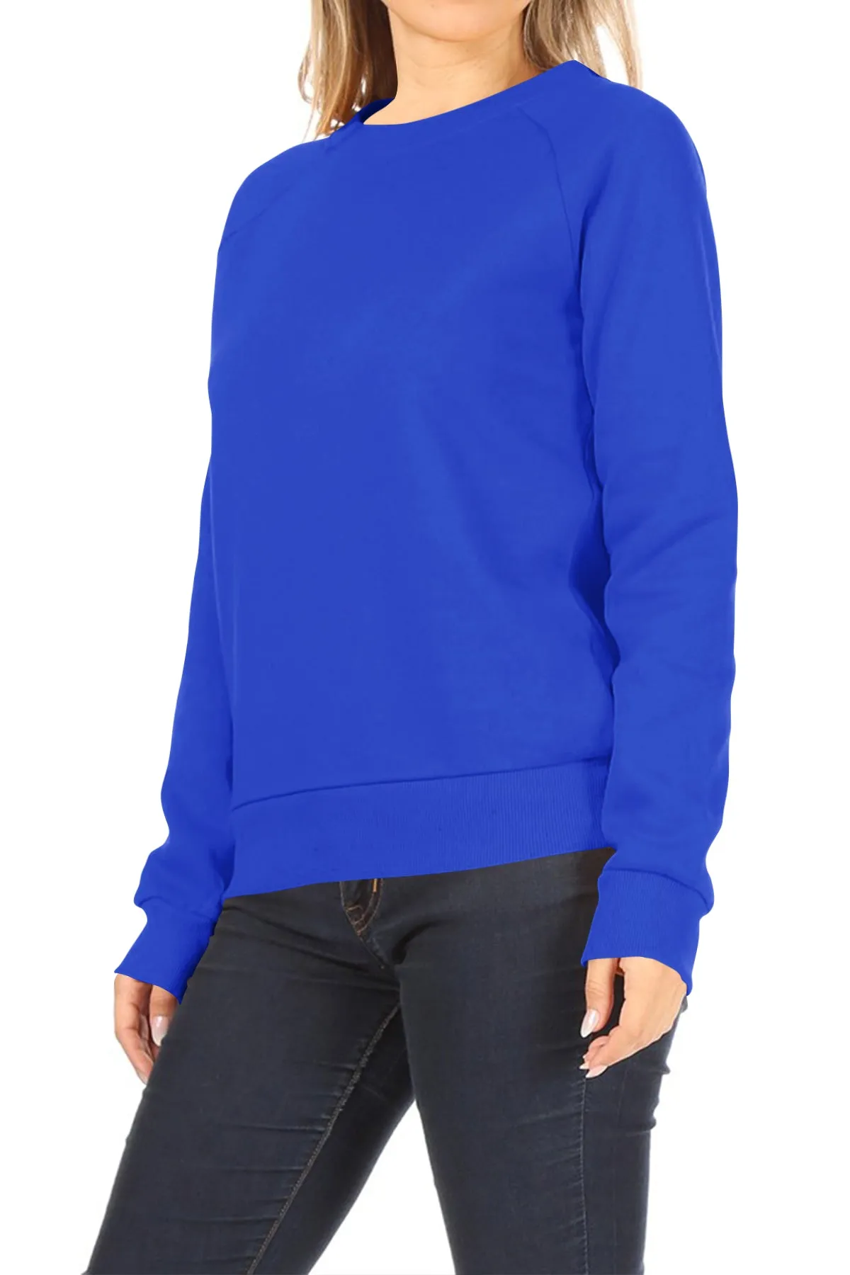 Women's Casual Pullover Fleece Long Sleeve Basic Crew Neck Solid Sweatshirt