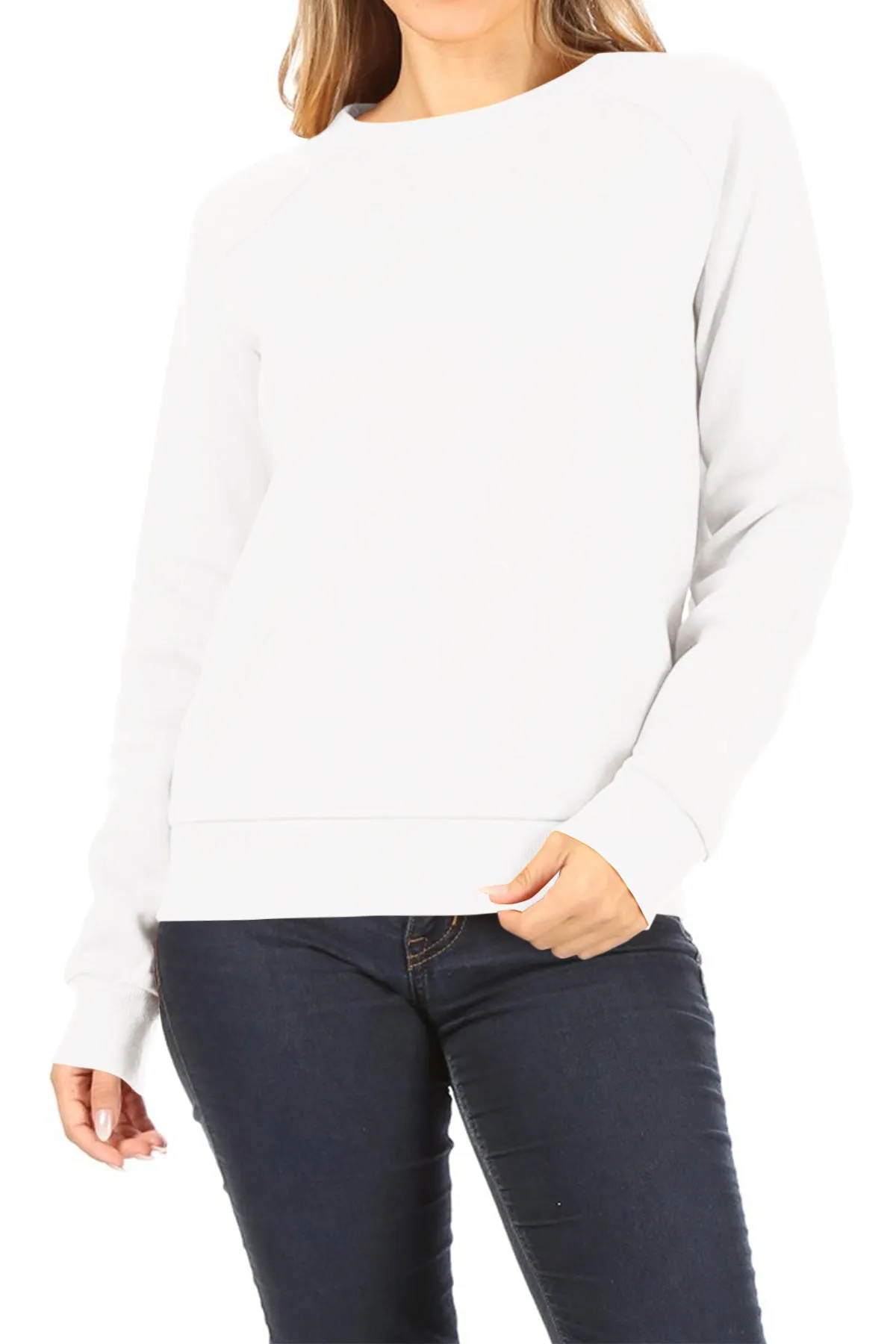 Women's Casual Pullover Fleece Long Sleeve Basic Crew Neck Solid Sweatshirt