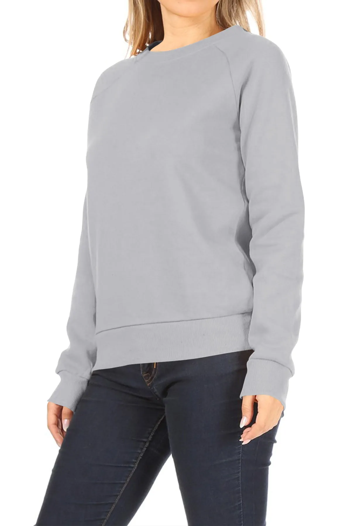 Women's Casual Pullover Fleece Long Sleeve Basic Crew Neck Solid Sweatshirt