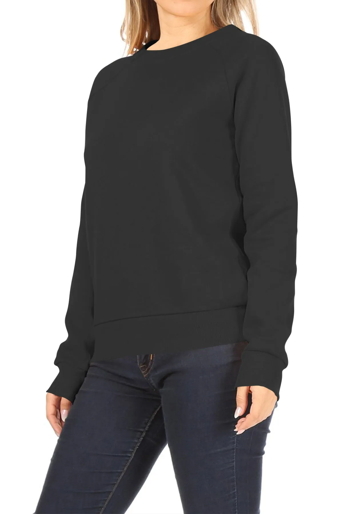 Women's Casual Pullover Fleece Long Sleeve Basic Crew Neck Solid Sweatshirt