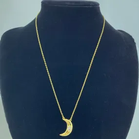 Women's CZ Crescent Moon Starburst Necklace