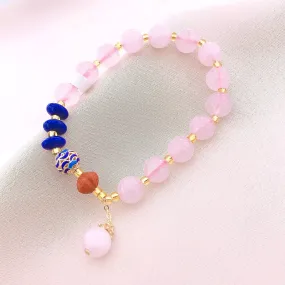 Women's Fashion Rose Quartz Beads Gemstone Bracelet