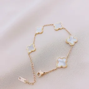 Women's Fashion White Shell Four Clover Bracelet