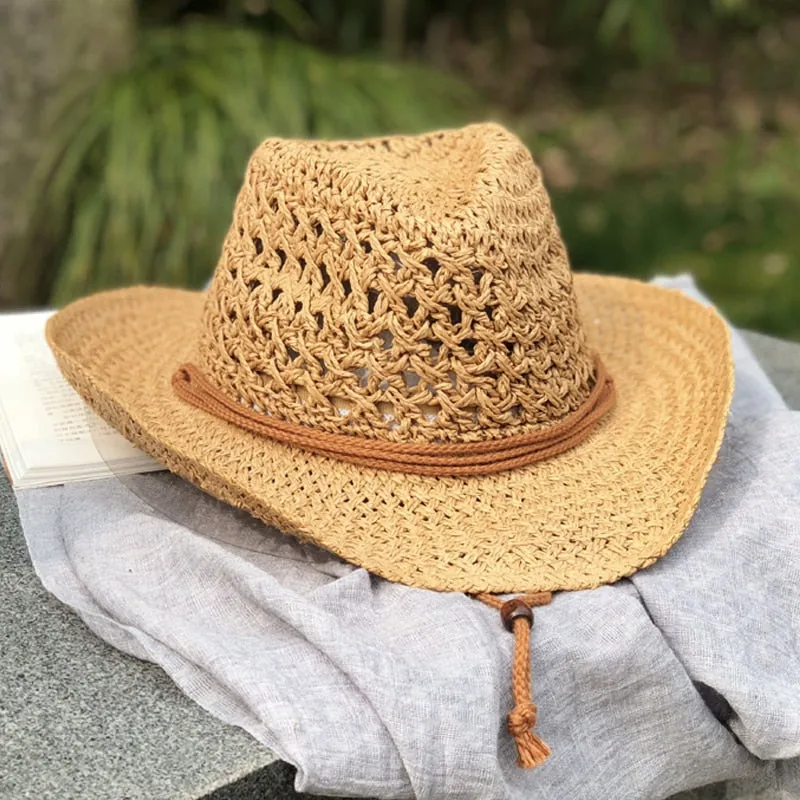 Women's Summer Bucket west cowboy Straw Hat Panamas UV Protection Sun Hats