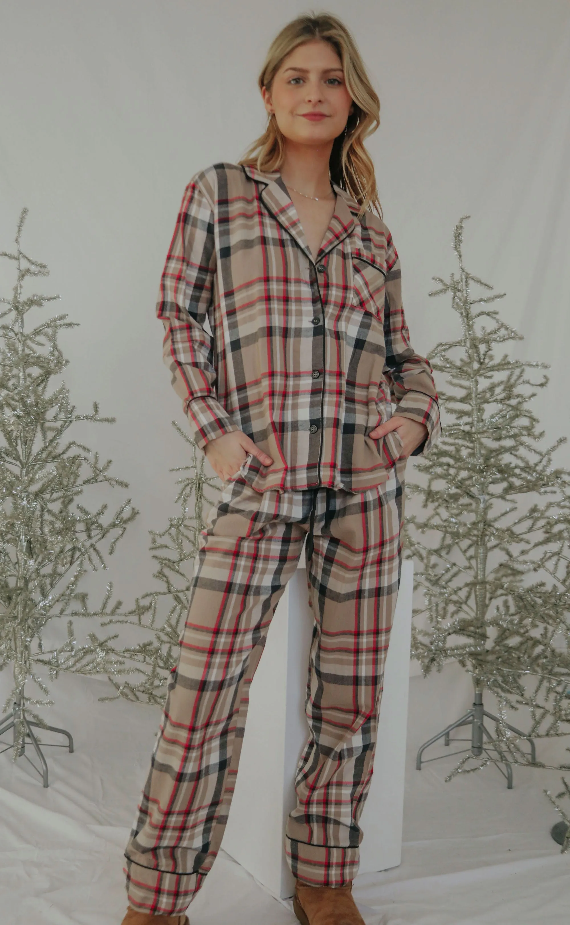 z supply: dreamer plaid pj set